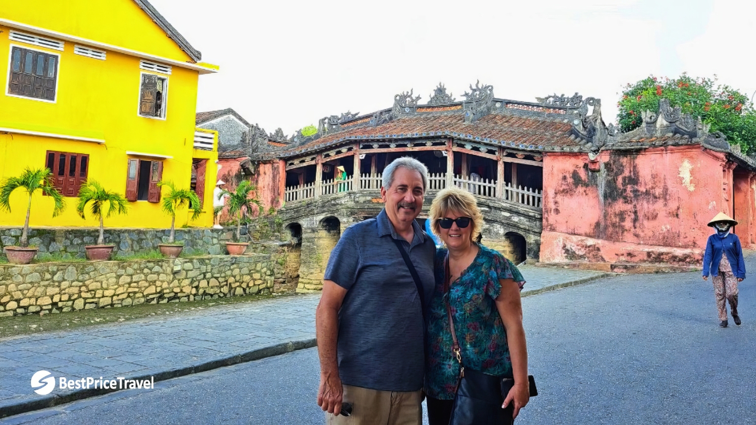Taking photos at the Japanese Covered Bridge in Hoi An